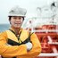 Asian ship crew on oil tanker