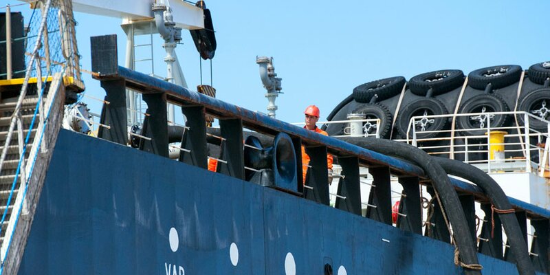 Blue oil tanker