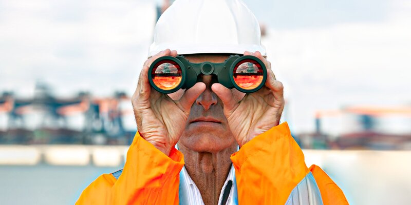 Man with binoculars