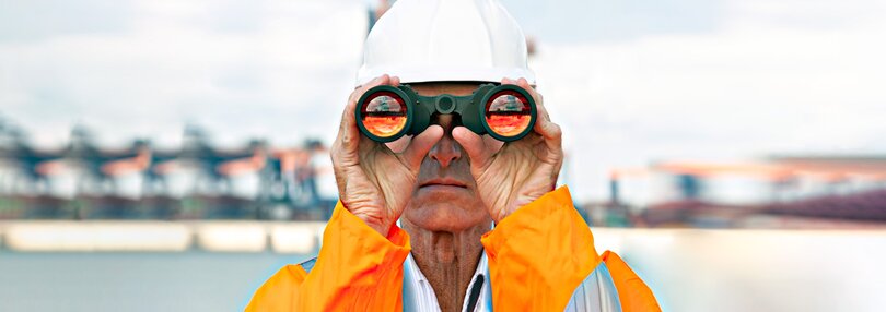 Man with binoculars