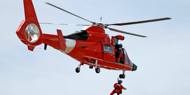 Helicopter in the sea