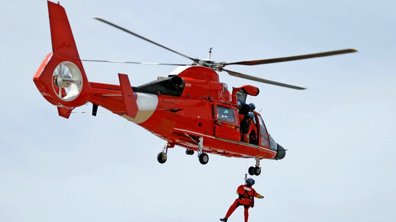 Helicopter in the sea