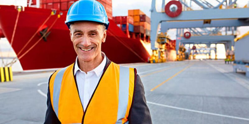 Man with blue safety helmet