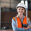 Woman with safety helmet