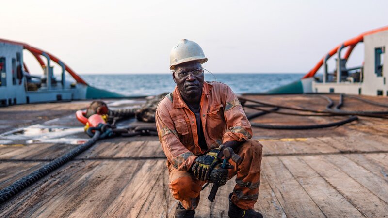 Man on deck offshore