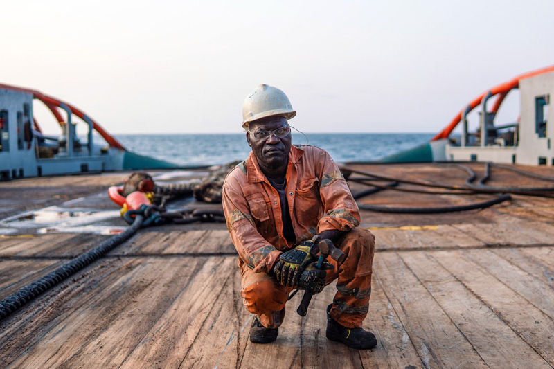 Man on deck offshore